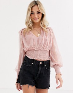 Полупрозрачный топ Free People-Розовый