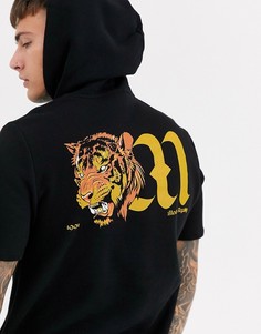 Черный худи с короткими рукавами и тигровым принтом ASOS DESIGN