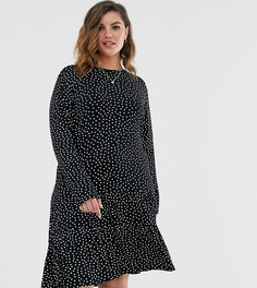 Платье в горошек с длинными рукавами Wednesdays Girl Curve-Черный