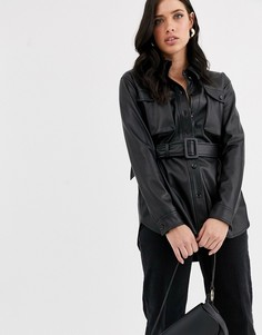 Куртка из искусственной кожи с поясом Vero Moda-Черный