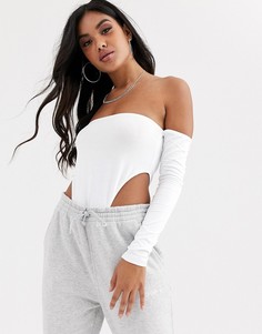 Белое боди с открытыми плечами ASOS DESIGN-Белый