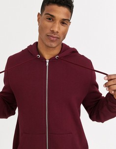 Худи бордового цвета на молнии ASOS DESIGN-Красный