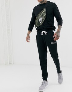 Черные спортивные штаны с логотипом и контрастной полосой Nike-Черный
