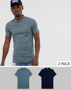 Набор из 2 облегающих поло ASOS DESIGN - Скидка-Мульти