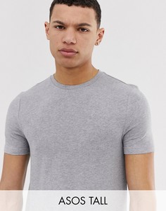Серая обтягивающая футболка с круглым вырезом ASOS DESIGN Tall-Серый