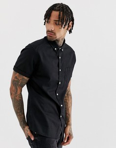 Черная джинсовая приталенная рубашка ASOS DESIGN-Черный
