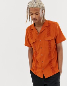 Свободная фактурная рубашка цвета ржавчины с ажурной отделкой ASOS DESIGN-Оранжевый