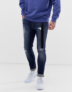 Темно-синие джинсы скинни с рваной отделкой ASOS DESIGN-Синий