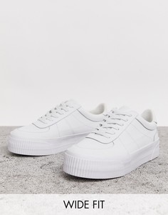Белые кожаные массивные кроссовки для широкой стопы ASOS DESIGN-Белый