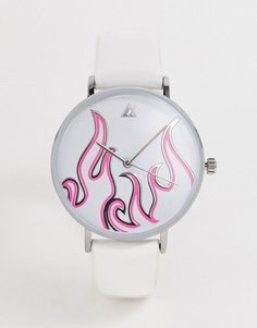 Белые часы с отделкой в виде пламени ASOS DESIGN-Белый