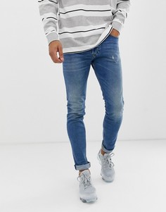 Выбеленные облегающие джинсы-морковки Diesel Tepphar 089AW-Синий