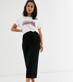 Плиссированное платье макси ASOS DESIGN Petite-Черный