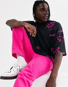 Oversize-футболка с высоким воротником и принтом ASOS DESIGN-Черный