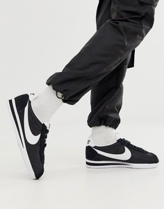 Черно-белые нейлоновые классические кроссовки Nike Cortez-Черный