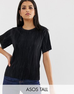 Плиссированная футболка ASOS DESIGN Tall-Черный