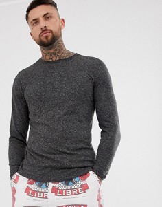 Удлиненный лонгслив с асимметричным подолом и добавлением льна ASOS DESIGN-Черный
