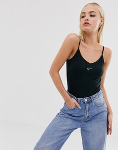 Черное боди с маленьким логотипом-галочкой Nike-Черный