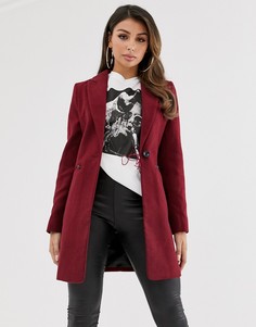 Пальто бойфренда с карманами на молнии ASOS DESIGN-Красный