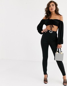 Зауженные брюки с отделкой ASOS DESIGN-Черный