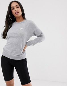 Серый свитшот с круглым вырезом Nike essentials