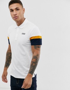 Белое поло из пике с полосками на рукавах Jack & Jones Core-Белый