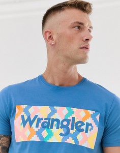 Синяя футболка с логотипом на груди Wrangler-Синий