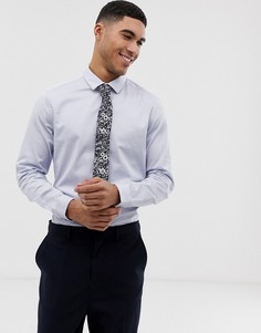 Синяя приталенная атласная рубашка ASOS DESIGN wedding-Синий