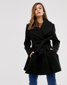 Пальто с поясом ASOS DESIGN-Черный