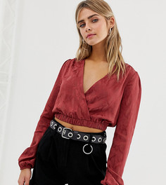 Красный жаккардовый кроп-топ Bershka