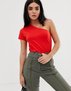 Красная футболка на одно плечо ASOS DESIGN-Красный