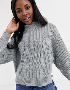 Джемпер крупной вязки с круглым вырезом ASOS DESIGN-Серый