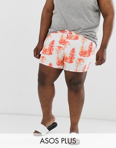 Оранжевые шорты для плавания с принтом сафари ASOS DESIGN Plus-Мульти