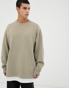 Oversize-свитшот хаки со вставкой по нижнему краю ASOS DESIGN-Зеленый