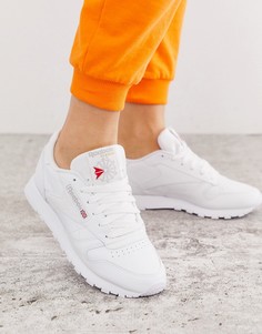 Классические белые кожаные кроссовки Reebok-Белый