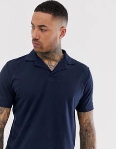 Поло темно-синего цвета из органического хлопка с отложным воротником ASOS DESIGN-Темно-синий