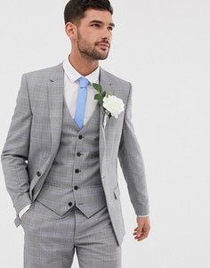 Серый приталенный пиджак в клетку River Island Wedding