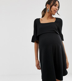 Короткое приталенное платье ASOS DESIGN Maternity-Черный