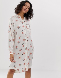 Свободное платье-рубашка в цветочек Moss Copenhagen-Белый