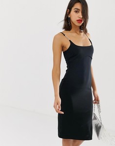 Черное облегающее платье миди River Island-Черный