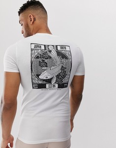 Обтягивающая футболка с принтом на спине ASOS DESIGN-Белый