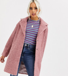 Розовое фактурное пальто-кокон ASOS DESIGN Petite-Розовый