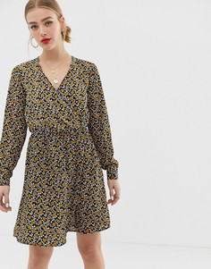 Платье с цветочным принтом и запахом Only-Темно-синий