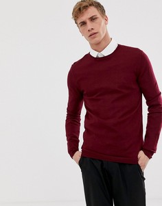 Бордовый обтягивающий джемпер из мериносовой шерсти ASOS DESIGN-Красный