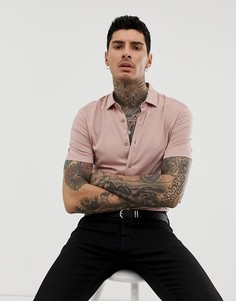 Розовая обтягивающая рубашка из вискозы ASOS DESIGN-Розовый