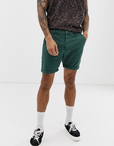 Зеленые шорты чиносы слим ASOS DESIGN-Зеленый