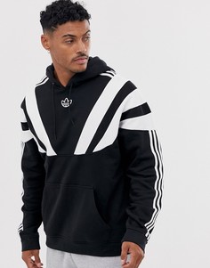 Худи черного цвета с 3 полосами и логотипом adidas Originals-Черный
