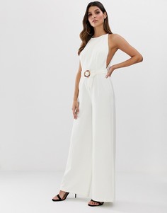 Комбинезон с широкими штанинами и заниженной проймой ASOS DESIGN-Белый