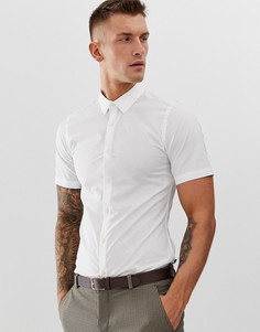 Однотонная эластичная рубашка с короткими рукавами French Connection-Белый