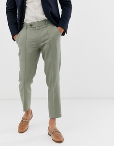 Укороченные зауженные строгие брюки оливкового цвета из фактурного крепа ASOS DESIGN-Зеленый