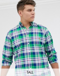 Зеленая оксфордская рубашка в клетку на пуговицах с логотипом Polo Ralph Lauren Big & Tall-Зеленый